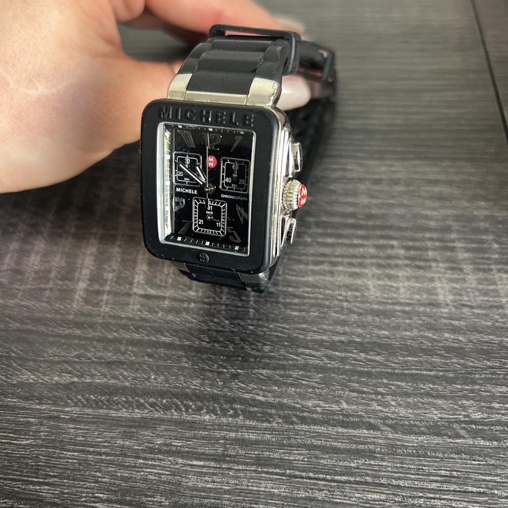 Michele Black and Silver Chronograph Watch